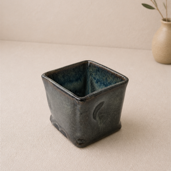 Square Ceramic Cup with Black Finish
